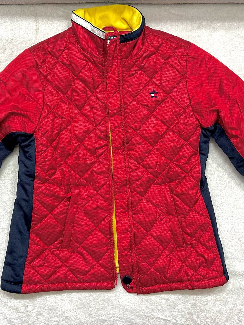Tommy Hilfiger Boys Quilted Jacket Size S (8-10 Years) red and yellow colors